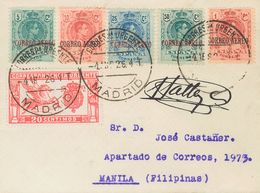 Sobre 292/96, 256. 1926. Serie Completa Y 20 Cts Rojo. Correo Aéreo De MADRID A MANILA (FILIPINAS). Matasello CORRESPOND - Sonstige & Ohne Zuordnung