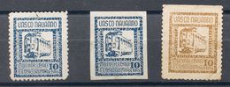 (*). (1940ca). 10 Cts Azul, Dos Sellos (sin Dentar Y Dentado Con Defecto) Y 10 Cts Sepia. VASCO NAVARRO-MUTUALIDAD FERRO - Sonstige & Ohne Zuordnung