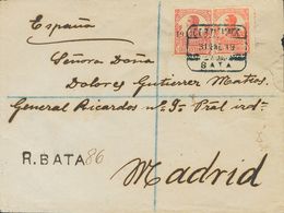 Sobre 116, 118. 1919. 20 Cts Rojo Y 30 Cts Carmín. Certificado De BATA A MADRID. Al Dorso Llegada. MAGNIFICA Y RARA. - Other & Unclassified
