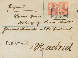 Sobre 116, 118. 1919. 20 Cts Rojo Y 30 Cts Carmín. Certificado De BATA A MADRID. Al Dorso Llegada. MAGNIFICA Y RARA. - Andere & Zonder Classificatie