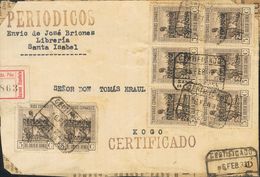 Sobre 218A(8). 1933. 5 Cts Castaño REPUBLICA ESPAÑOLA, Ocho Sellos. Frente De Un Paquete Postal De Periódicos Certificad - Other & Unclassified
