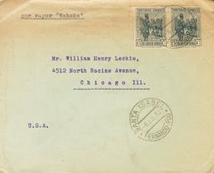 Sobre 220(2). 1932. 15 Cts Verde Oscuro, Dos Sellos. SANTA ISABEL A CHICAGO (U.S.A.). MAGNIFICA. - Andere & Zonder Classificatie