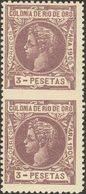 *13spv. 1905. 3 Pts Violeta, Pareja Vertical. Variedad SIN DENTAR ENTRE LOS SELLOS. MAGNIFICA Y RARA. Edifil 2018: 275 E - Sonstige & Ohne Zuordnung