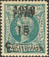 *58hh. 1910. 15 Cts Sobre 4 Pts Verde. Variedad SOBRECARGA DOBLE. MAGNIFICO. Edifil 2018: 195 Euros - Andere & Zonder Classificatie