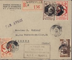 Cachet 14 7 1946 Air France 1ère Liaison Rapide AEF France Par Avion YT AEF 39 144 148 153 Libreville Gabon 14 Jui 46 LR - Storia Postale