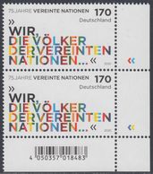 !a! GERMANY 2020 Mi. 3549 MNH Vert.PAIR From Lower Right Corner - 75 Years Of United Nations - Ungebraucht