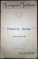Messageries Maritime Theophile Gautier Marseille 8 Novembre 1938 Passenger List - World