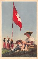 Costumes Suisse Schweizer Trachten - Drapeau Suisse - "Serment Des Trois Suissesses" - Au