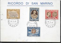 SAN MARINO - CARTONCINO RICORDO - SERIETTA ROOSVELT - 26.05.64 - Abarten Und Kuriositäten