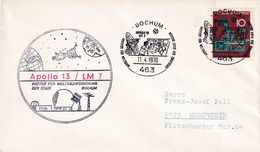 Germany 1970 Cover; Space Weltraum Espace: Apollo 13; Moon Landing; Control Room ; Institiut For Space Research Bochum; - Altri & Non Classificati