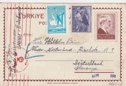 Turquie Entier Postal Censuré Pour L'Allemagne 1944 - Cartas & Documentos