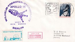 Germany 1971 Cover; Space Weltraum Espace: Apollo 15 Moon Landing; Scott IrvinWorden Wilhelm Foerster Obsrvatorty label - Andere & Zonder Classificatie