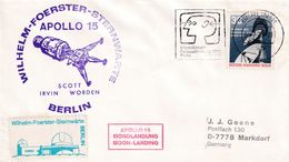Germany 1971 Cover; Space Weltraum Espace: Apollo 15 Moon Landing; Scott IrvinWorden Wilhelm Foerster Obsrvatorty label - Sonstige & Ohne Zuordnung