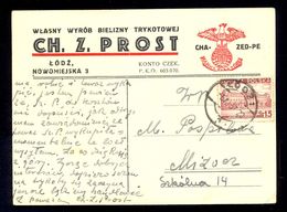 POLAND - Business Stationery Sent From Lodz To Slovakia 1937. Nice Header Of The Stationery. - Autres & Non Classés