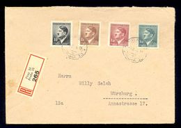 CZECHOSLOVAKIA PROTECTORATE - Envelope Sent By Registered Mail From Praha To Wurzburg 1944. Nice Multicolored Franking. - Covers & Documents