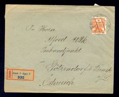 CZECHOSLOVAKIA - Envelope Sent By Registered Mail From Cheb To Osterreich 1922. - Other & Unclassified