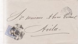 Año 1870 Edifil 107 50m Sellos Efigie Sobre  Matasellos Rueda De Carreta 14 Valladolid Membrete Perez Saenz Vicente - Lettres & Documents