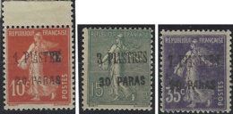 VO 558 Levant Postes  N° 38 à 40 Semeuse 3 Valeurs Surchargées Cachet à Main Qualité: ** Cote: 195 € - Unused Stamps