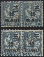 VO 450 Alexandrie Postes  N° 71 Et Obl 15m Sur 50c Mouchon Bleu 2 Valeurs Surcharge Espacée En Paire Qualité: * Cote:  € - Unused Stamps