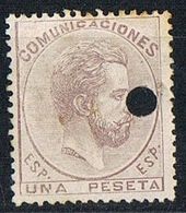 Sello 1 Pta Amadeo 1872. Perforado TELEGRAFOS, Num 127T º - Télégraphe