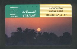 Carte Téléphonique Emirats Arabes Unis Etisalat Neuve 30 Unités - Coucher De Soleil - Sunset - United Arab Emirates