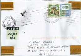 Letter From ITALY During COVID19 Lockdown, Sent To Andorra, With Calatan Label "Queda't A Casa" STAY HOME - Abarten Und Kuriositäten