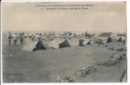 CPA MAROC Colonnes Et Opérations Militaires Campement De Colonne Montage Des Tentes - Autres & Non Classés
