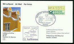 Er Germany BRD First Flight Card | 4.11.1989 Lufthansa LH 524 Frankfurt - St. Maarten DC 10 - Covers & Documents