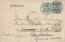 Entier Postal 5 Vert + Complément Timbre 5 Berlin 1905 Pour Cannes (France) Réexpédiée à Montlouis - Interi Postali