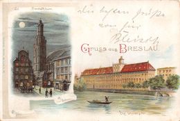 Gruss Aus BRESLAU-WROCLAW (POLEN-POLAND-POLSKA-POLOGNE-Schlesien-Lithographie Universitat-Elisabethkirche - Polen