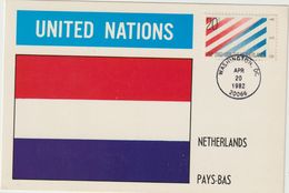 Carte-Maximum ETATS-UNIS N° Yvert  1432 (USA-PAYS BAS - Drapeau Néerlandais) Obl 1er Jour - Cartoline Maximum