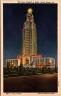 Louisiana Baton Rouge State Capitol Building At Night 1949 Curteich - Baton Rouge