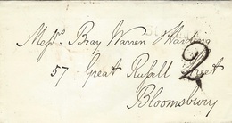 1839 - Letter From   STRAND  + Rating 2 Pence Tampon To Bloombury - ...-1840 Préphilatélie