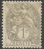 Crete - 1902-3 Blanc 1c MLH *   Sc 1 - Unused Stamps