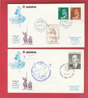 Espagne - Primer Vuelos Iberia Airbus A 300 - Madrid-Roma + Roma-Madrid 1981 - Cartas & Documentos