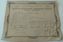 Brevet De Capacité Enseignement Primaire 1904 P.Mouillot Académie De Paris Rétro - Diploma & School Reports