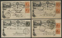 LUXEMBOURG / 4 Cartes Expédiées Par Ballon De L'exposition Internationale Des Timbres Postes (4-8 Sept.1927) - Cartas