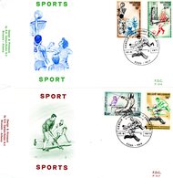 1863/66 (série Complète Escrime-hockey-gym-football) Sur 2 FDC P516 & P517 Cachet Huy 10-9-1977 (dessin Hockeyeurs) - 1971-80