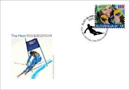 New Neu Slovenia Slovenie Slowenien 2014 Olympic Games Sochi Olympische Spiele; Tina Maze 2x Olympic Skiing Champion FDC - Winter 2014: Sotschi