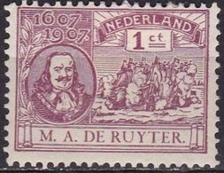 1907 De Ruyterzegel 1 Cent Roodviolet Ongestempeld NVPH 88 - Nuovi