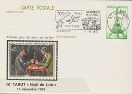 FRANCE : Carte Postale Repiquage : 10e Tarot "Noël De Joie" - UCKANGE (57) Le 17-11-1983 - Overprinter Postcards (before 1995)