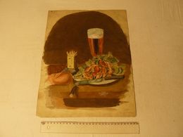 Peinture Gouache, Signé H. Caillez, Peintre Cambrésien. 1887. Noté: Papa Avait 15 Ans. Dim: 32 X 42.5 Cm. - Radierungen