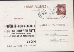 Entier CP Petain Storch D1G5 Repiquage Société Commerciale De Recouvrements Lyon CAD Lyon Terreaux 30 4 43 - Cartes Postales Repiquages (avant 1995)