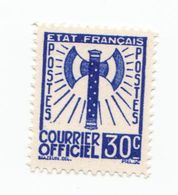 Fra723 Francia Francobollo Servizio "Francisque" | Courrier Officiel N.2 Timbre Service France | 30 Cents Blue - 1943 - Nuovi