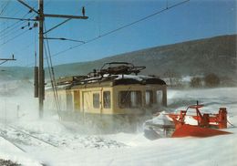 Locomotive Prise Dans La Neige - Bière - Apples - Morges - Ligne De Chemin De Fer -Train - B.A.M - BAM - Apples