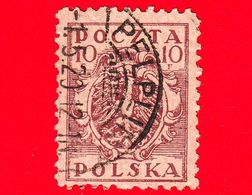 POLONIA - Usato - 1919 - Emissione Polonia Del Nord - Aquila Su Scudo - 10 - Usados