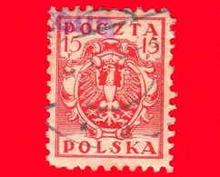 POLONIA - Usato - 1919 - Emissioni Della Polonia Del Sud ( Halerzy-Korony) - Aquila Su Scudo - 15 - Used Stamps