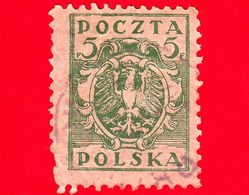 POLONIA - Usato - 1919 - Emissione Polonia Del Nord - Aquila Su Scudo - 5 - Used Stamps