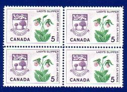 Canada 1965 Provincial Flowers: Lady's Slipper Prince Edward Island (#424) Block 4 Stamps MNH ! - Unused Stamps