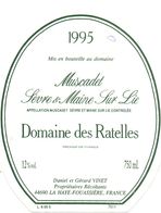 Etiket Etiquette - Vin - Muscadet - Sèvre & Maine Sur Lie - Domaine Des Ratelles - 1995 - Vinet à La Haye Fouassière - Altri & Non Classificati
